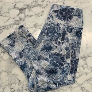 Floral Blue and White Fabletics Leggings